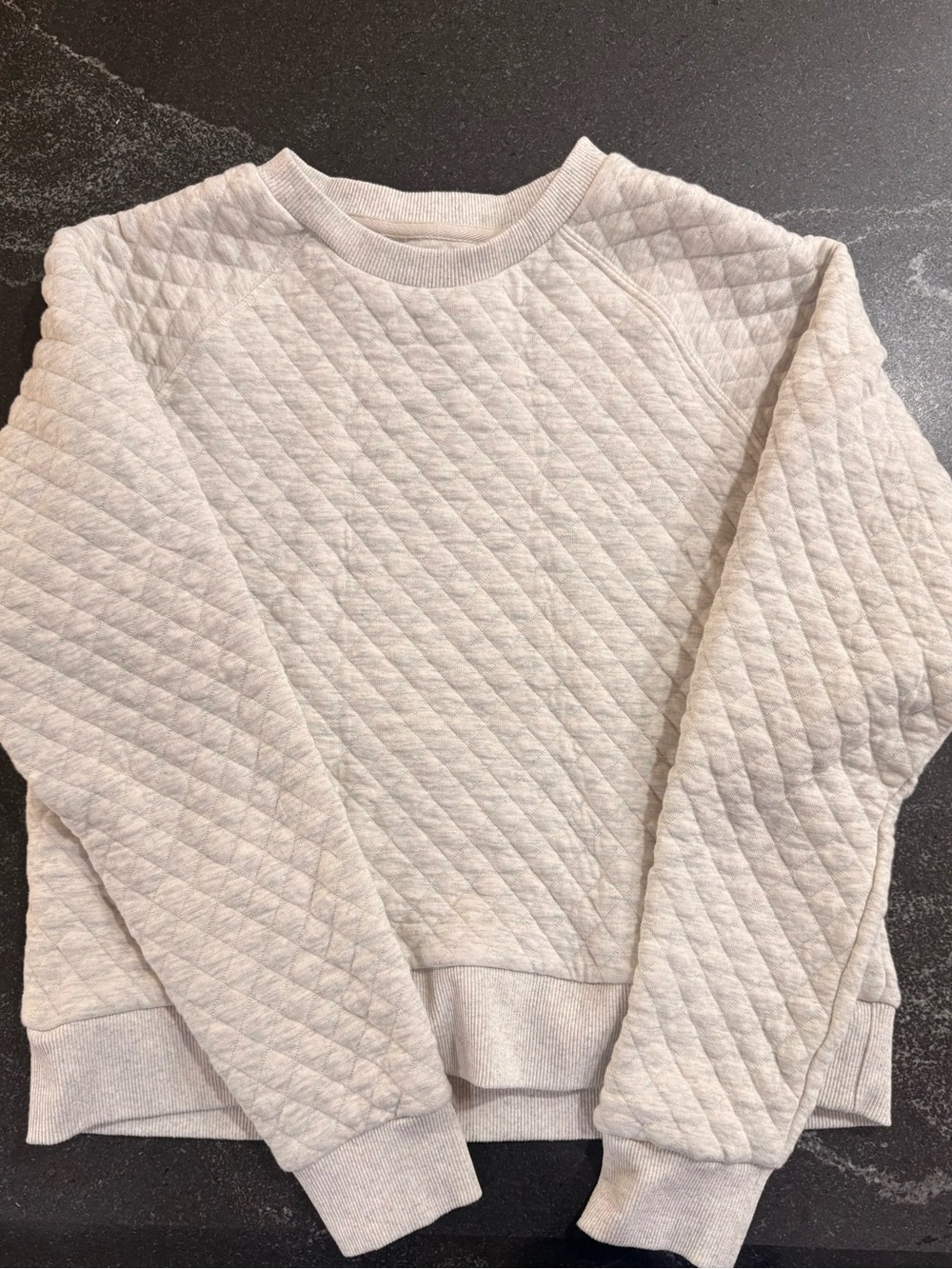 Quilted Crewneck Sweatshirt in Light Oat